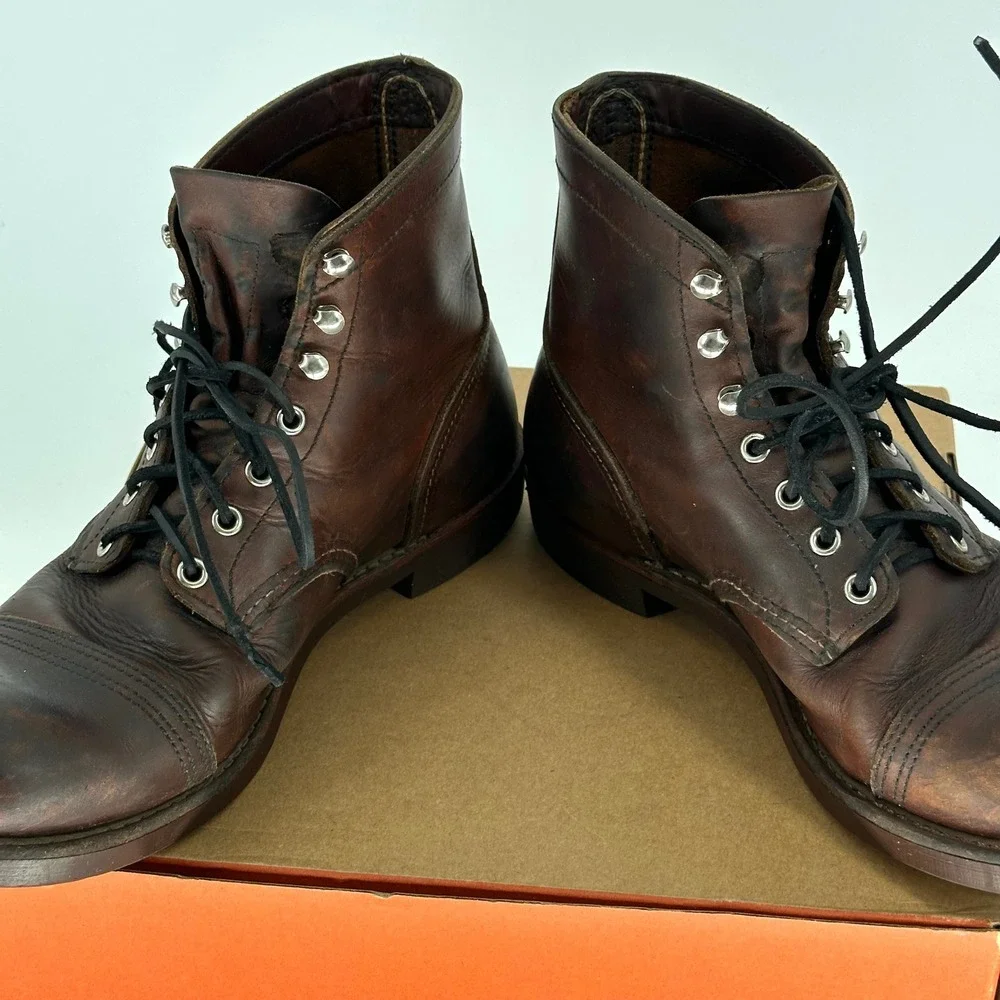 Red Wing Vintage 8111 Iron Ranger Brown Leather Boots USA Made Worn Men's 8.5 D